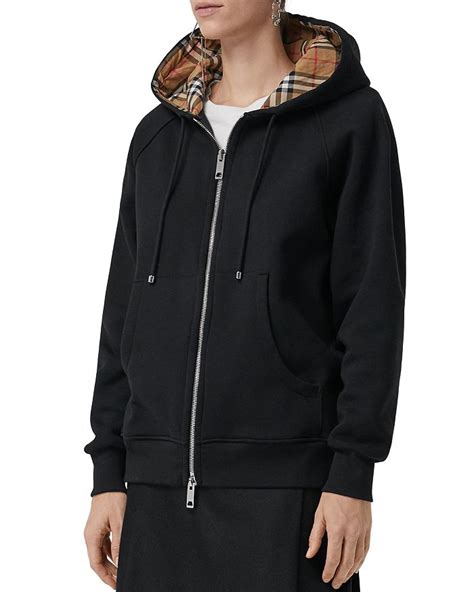 burberry hackfall check lined zip hoodie